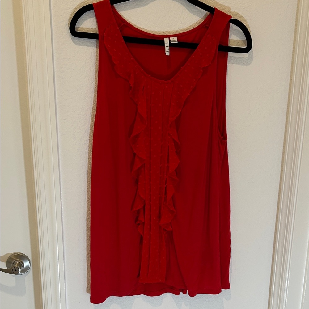 Elle Vibrant Red Ruffle Blouse